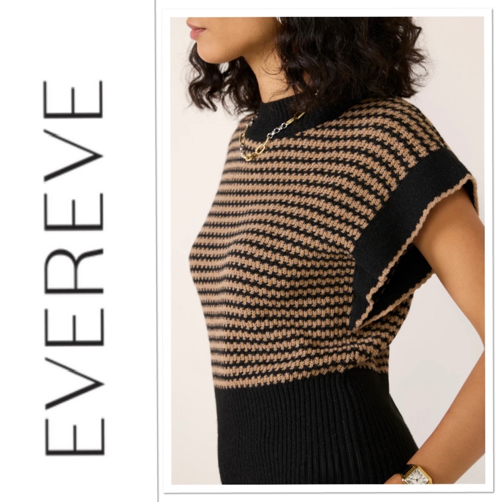 LNA Black and Tan Patterned Crew Neck Sweater